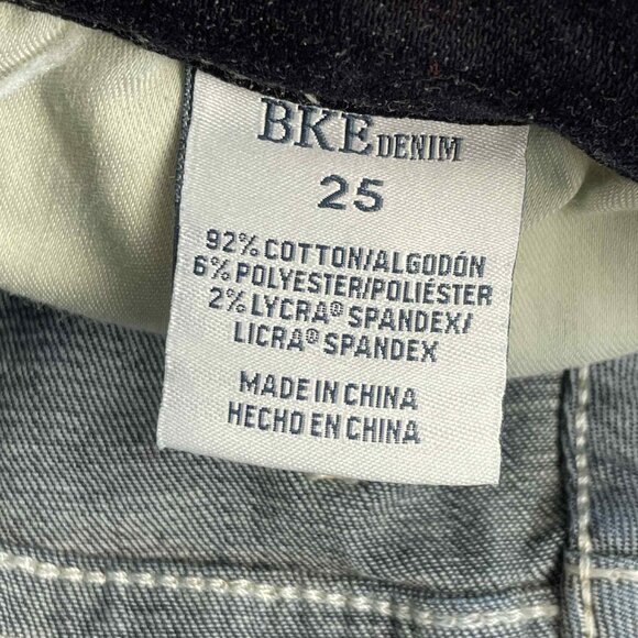 BKE Stella Low Rise Ankle Skinny Distressed Jeans Women's Size 25 Dark Wash - Picture 6 of 9